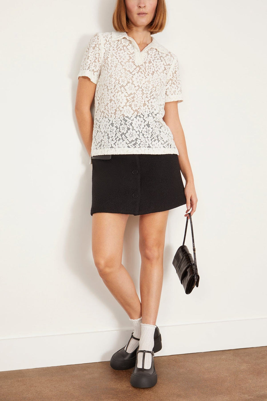 Proenza Schouler Tops Kennedy Stretch Lace Top in Off White Proenza Schouler Kennedy Stretch Lace Top in Off White