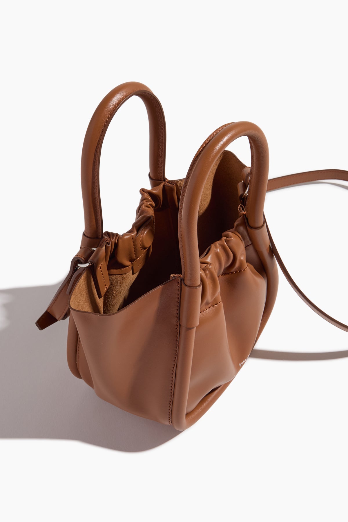 Extra Small Ruched Tote in Cognac