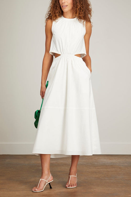Proenza Schouler White Label Dresses Poplin Cutout Midi Dress in Off White