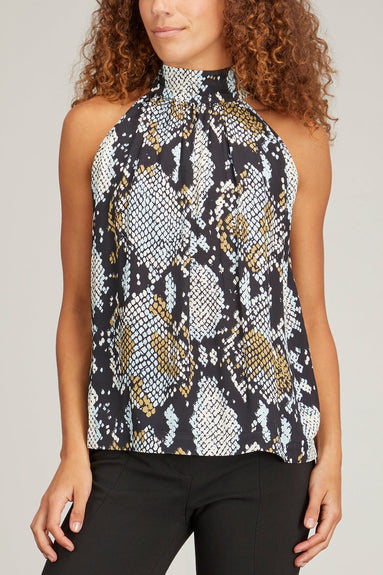 Proenza Schouler Tops Printed Snake Crepe De Chine Top in Black Multi