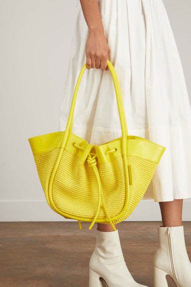 Proenza Schouler Tote Bags Raffia Ruched Tote in Canary Yellow Proenza Schouler Raffia Ruched Tote in Canary Yellow
