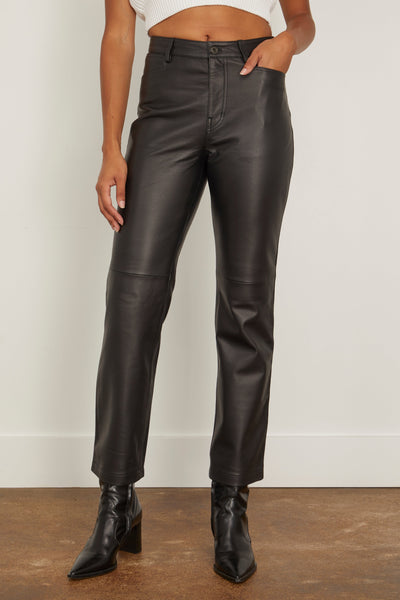 Proenza Schouler White Label Pants Leather Straight Pant in Black Proenza Schouler White Label Leather Straight Pant in Black