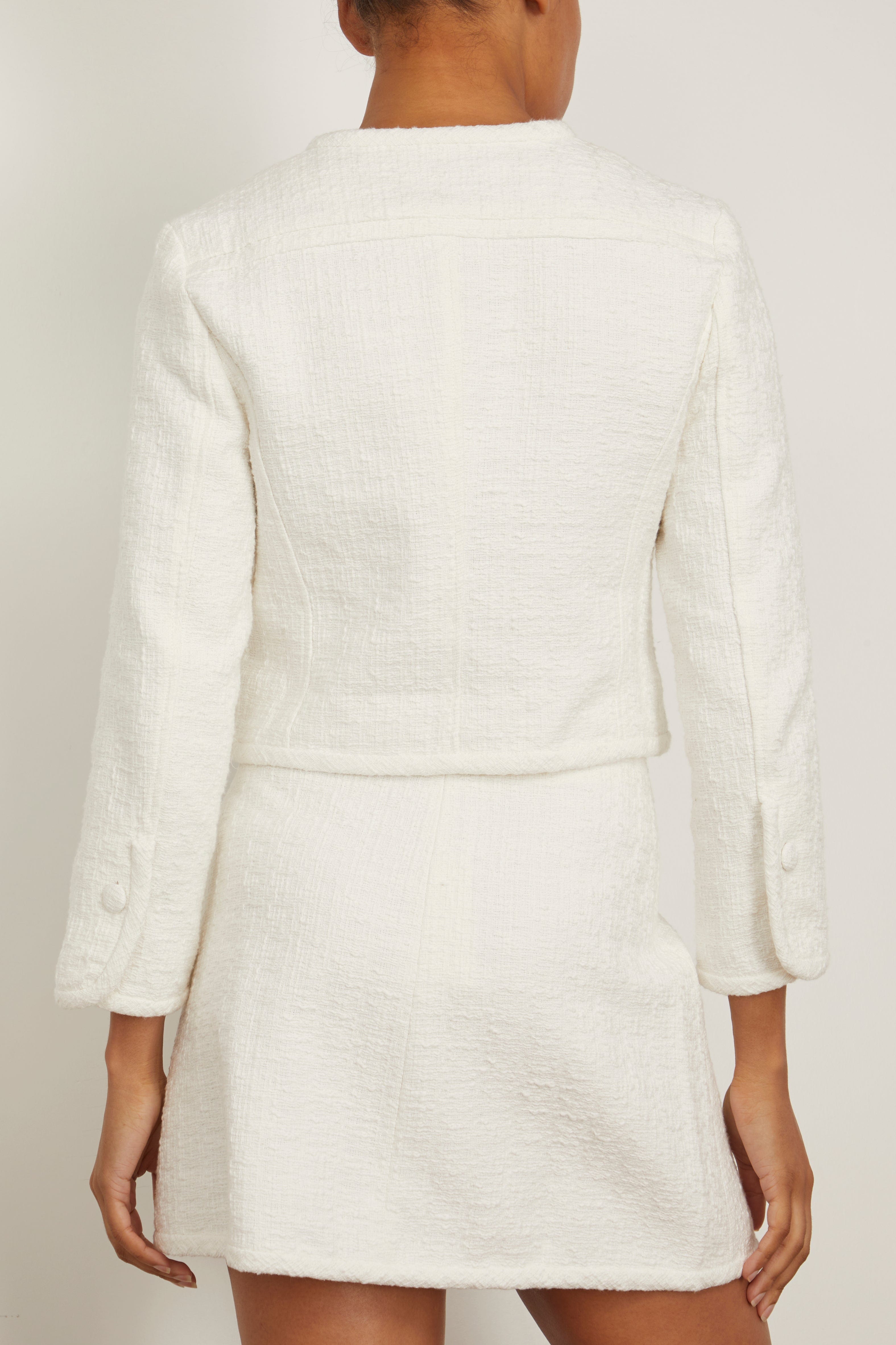 Proenza Schouler White Label Jackets Tweed Cropped Jacket in Off White Proenza Schouler White Label Tweed Cropped Jacket in Off White