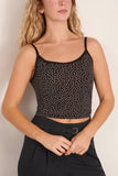 R13 Cami Tee in Ecru Mini Polkadot on Black