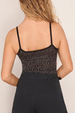 R13 Cami Tee in Ecru Mini Polkadot on Black
