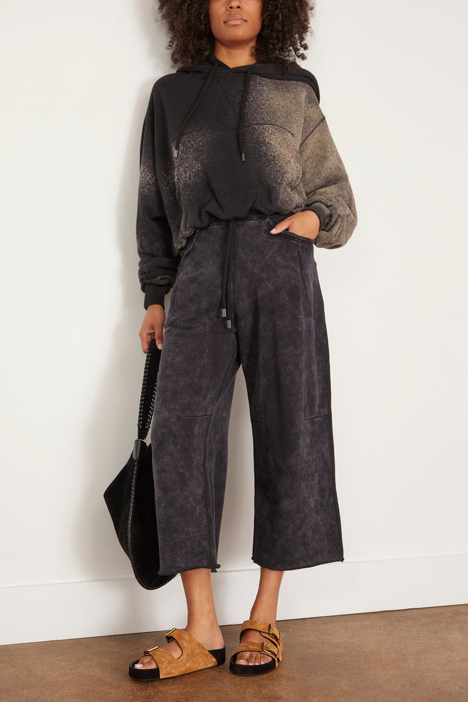 R13 Pants Cropped Pleated Sweatpant in Acid Black R13 Cropped Pleated Sweatpant in Acid Black