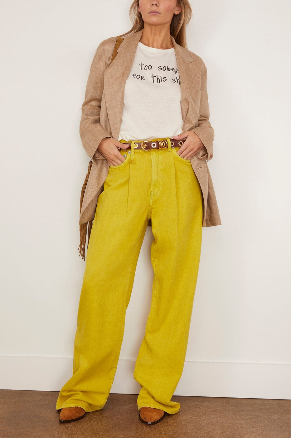 R13 Damon Jean in Vibrant Yellow