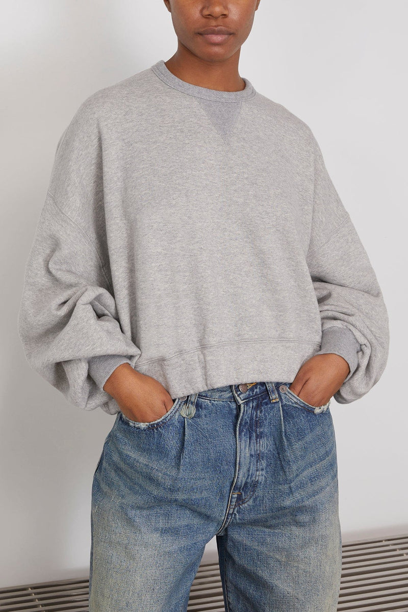 R13 Jumbo Cropped Crewneck in Heather Grey Hampden Clothing