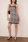 R13 Lace Trimmed Slip Dress in Black Silver Leopard