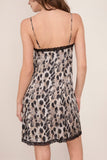 R13 Lace Trimmed Slip Dress in Black Silver Leopard