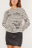 Patch Breton Long Sleeve Tee in Black and White Stripe