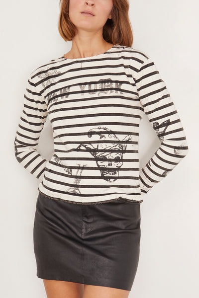 R13 Tops Patch Breton Long Sleeve Tee in Black and White Stripe R13 Patch Breton Long Sleeve Tee in Black and White Stripe