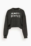 R13 Almost Famous Cropped Crewneck in Black