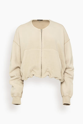 Balloon Zip-Up Crewneck in Natural Off-White