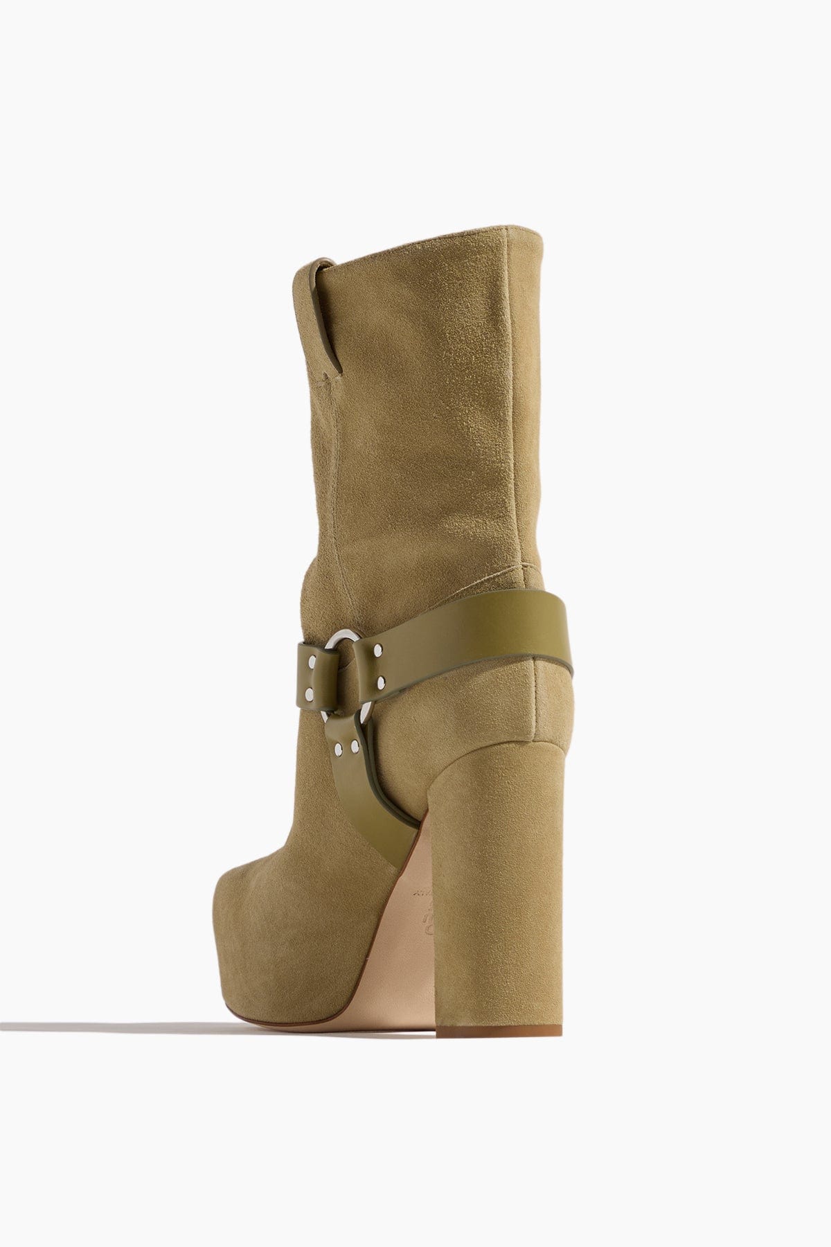 R13 Ankle Boots Chunky Heeled Harness Boot in Khaki R13 Chunky Heeled Harness Boot in Khaki