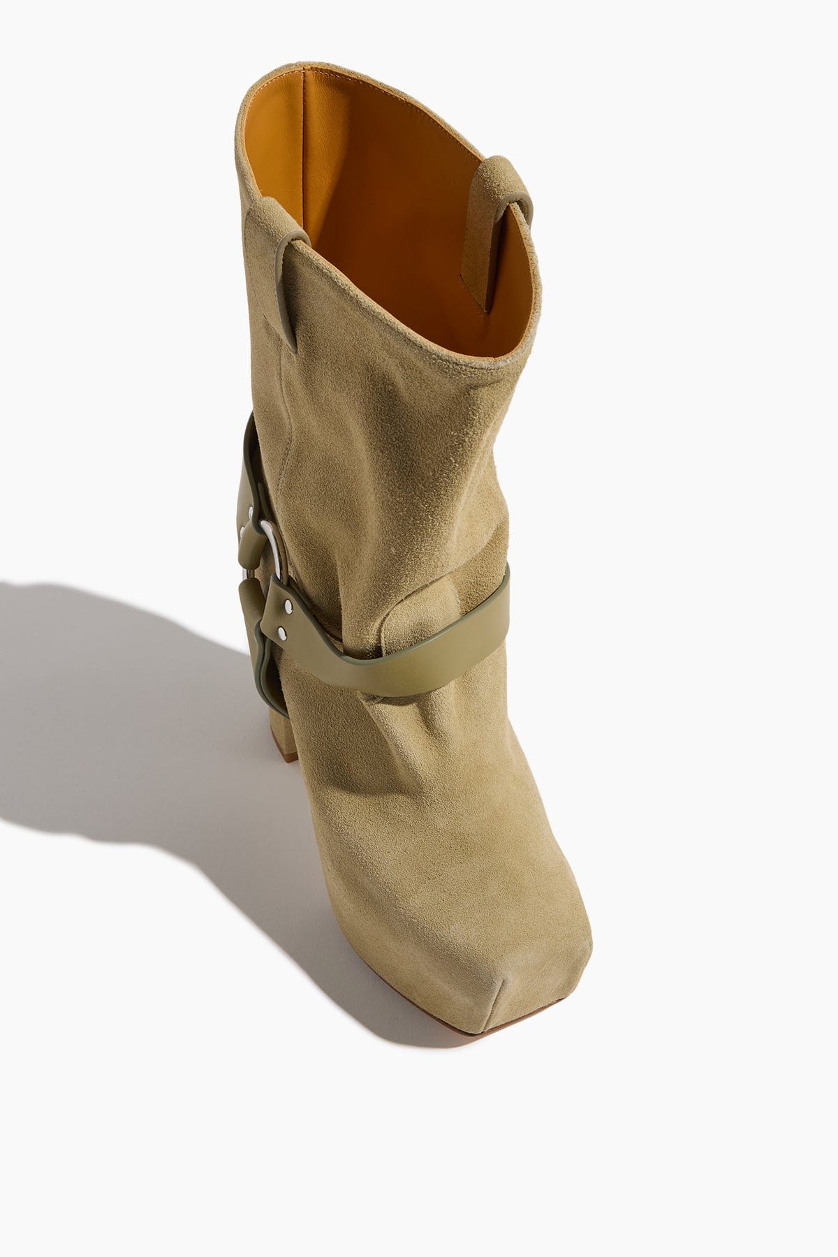 R13 Ankle Boots Chunky Heeled Harness Boot in Khaki R13 Chunky Heeled Harness Boot in Khaki