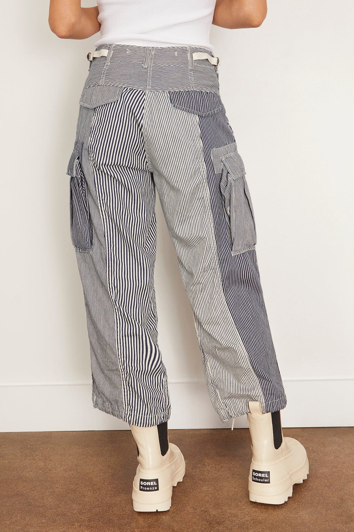 R13 Pants Cropped Cargo in Multi Stripe Railroad R13 Cropped Cargo in Multi Stripe Railroad