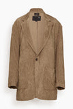 R13 Elongated Oversized Ragged Blazer in Dusty Khaki