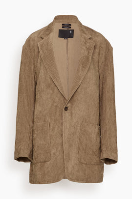Elongated Oversized Ragged Blazer in Dusty Khaki