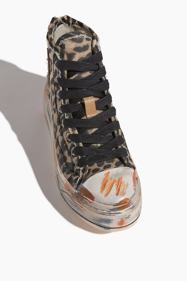 R13 High Top Sneakers Kurt High Top Sneaker in Distressed Light Leopard R13 Kurt High Top Sneaker in Distressed Light Leopard