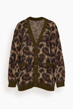 R13 Oversized Cardigan in Brown Leopard Mohair