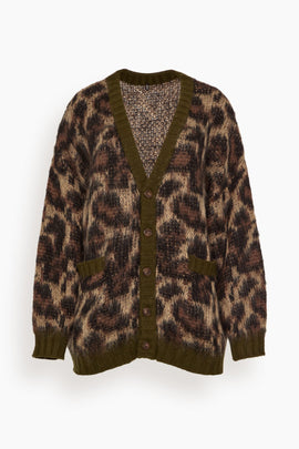 Oversized Cardigan in Brown Leopard Mohair