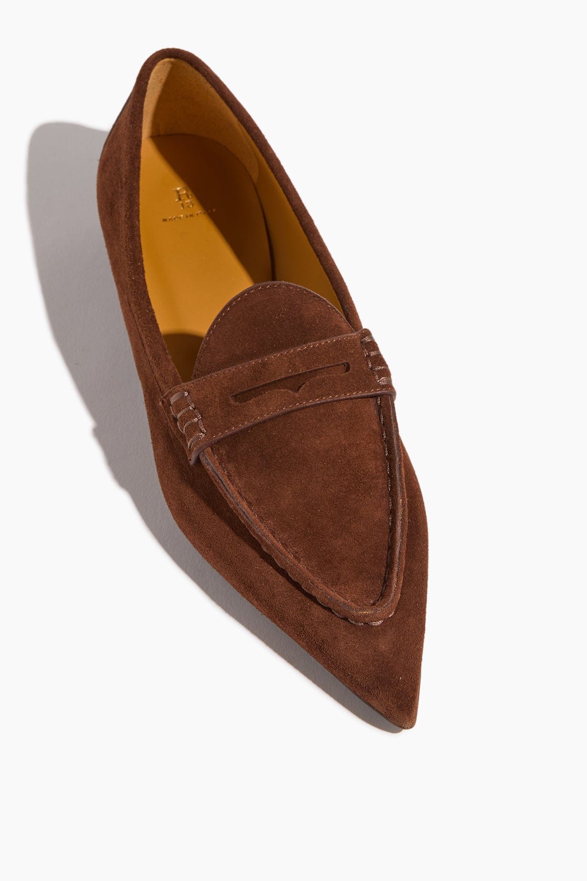 R13 Pointed Toe Loafer in Brown Suede
