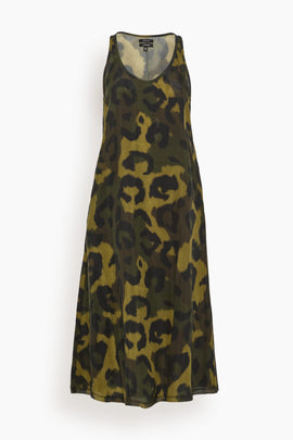 Tank Dress in Olive Green Leopard