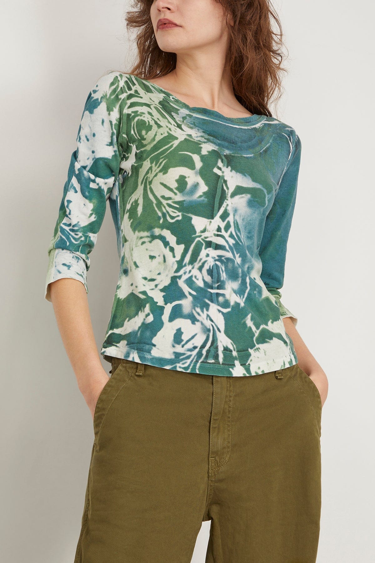 Raquel Allegra Tops Bryony Top in Teal Army Rose Raquel Allegra Bryony Top in Teal Army Rose