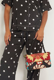 Rianna & Nina Top Handle Bags One of a Kind Bonbon Embroidery Bag in Black Strap/Burgundy Flap Rianna & Nina One of a Kind Bonbon Embroidery Bag in Black Strap/Burgundy Flap