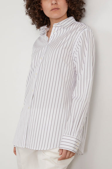 Rohe Tops Classic Shirt in White Black Stripe Rohe Classic Shirt in White Black Stripe