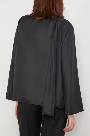 Rohe Tops Silk Top with Sash in Noir Rohe Silk Top with Sash in Noir