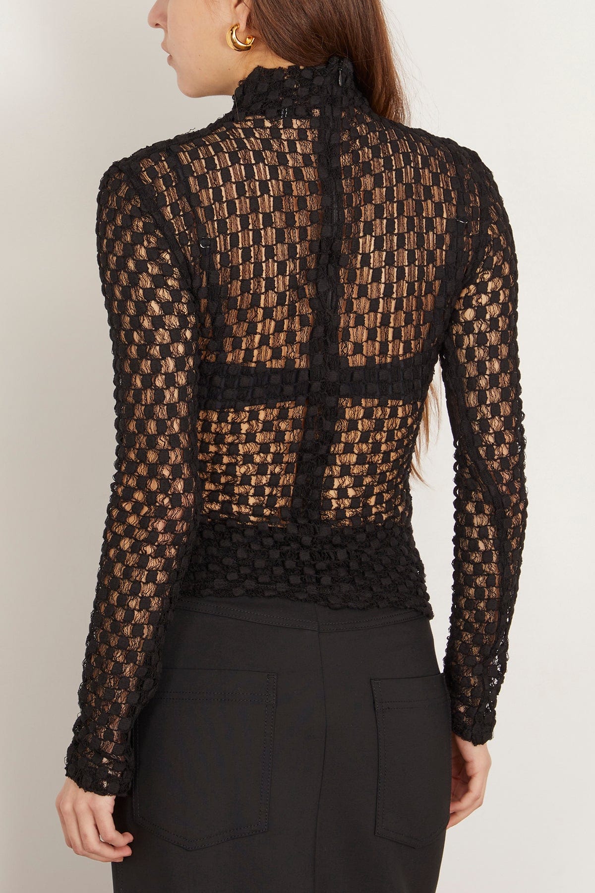 Rohe Tops Geometrical Lace Top in Black Rohe Geometrical Lace Top in Black