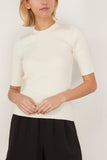 Rohe Tops Ribbed Knitted Short Sleeve Top in Off White Rohe Ribbed Knitted Short Sleeve Top in Off White