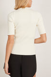 Rohe Tops Ribbed Knitted Short Sleeve Top in Off White Rohe Ribbed Knitted Short Sleeve Top in Off White