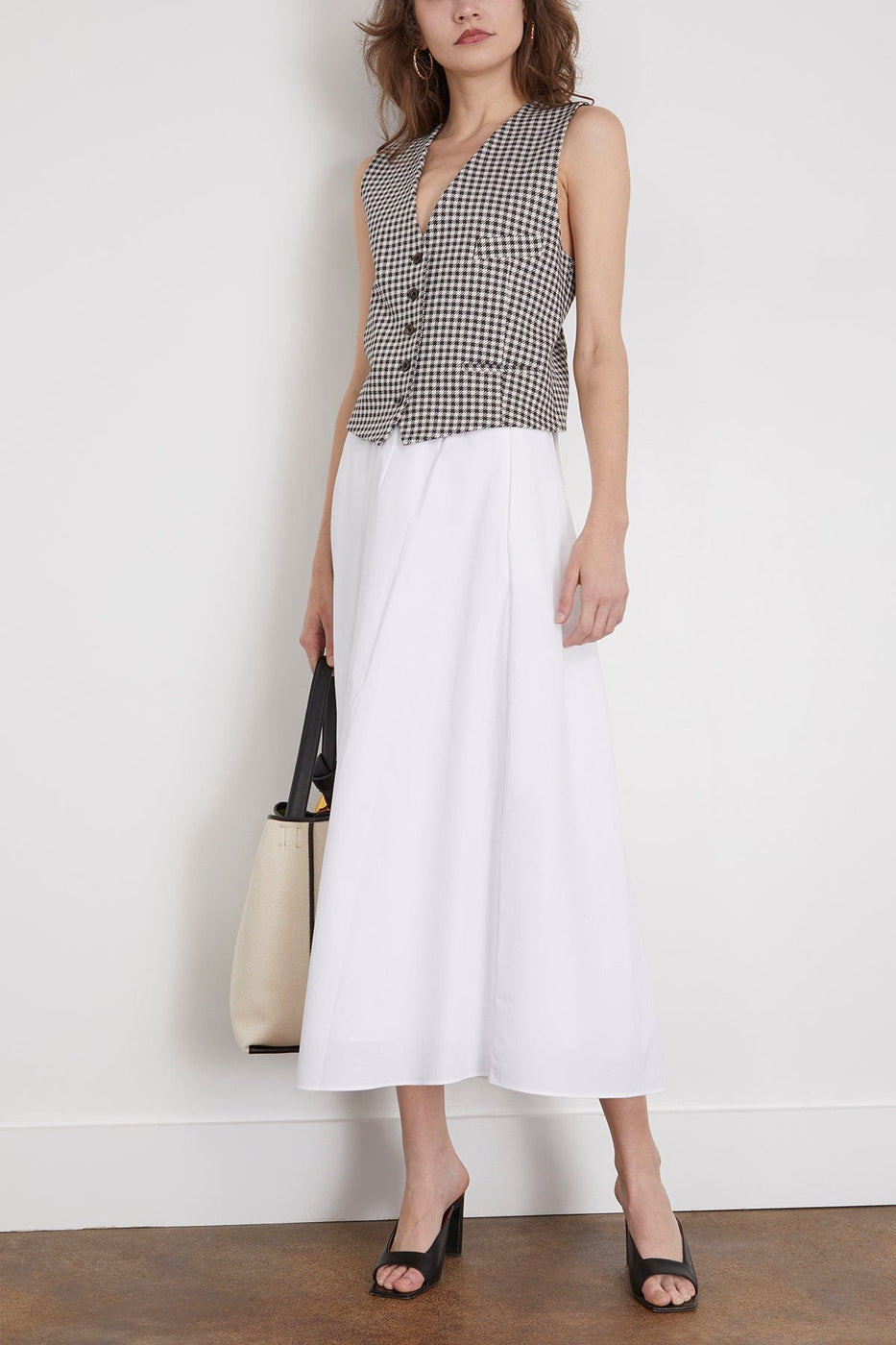 Rosetta Getty Jackets Gingham Tailored Vest in Black/Ivory