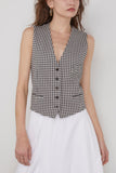 Rosetta Getty Jackets Gingham Tailored Vest in Black/Ivory