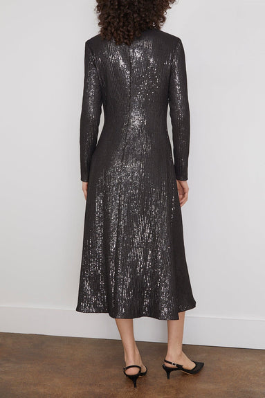 Rosetta Getty Dresses Sequined Zip Up Turtleneck Dress in Black