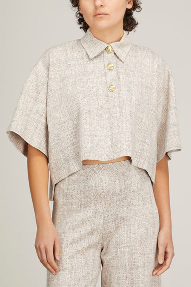 Rosetta Getty Tops Cropped Oversized Polo in Multi Rosetta Getty Cropped Oversized Polo in Multi