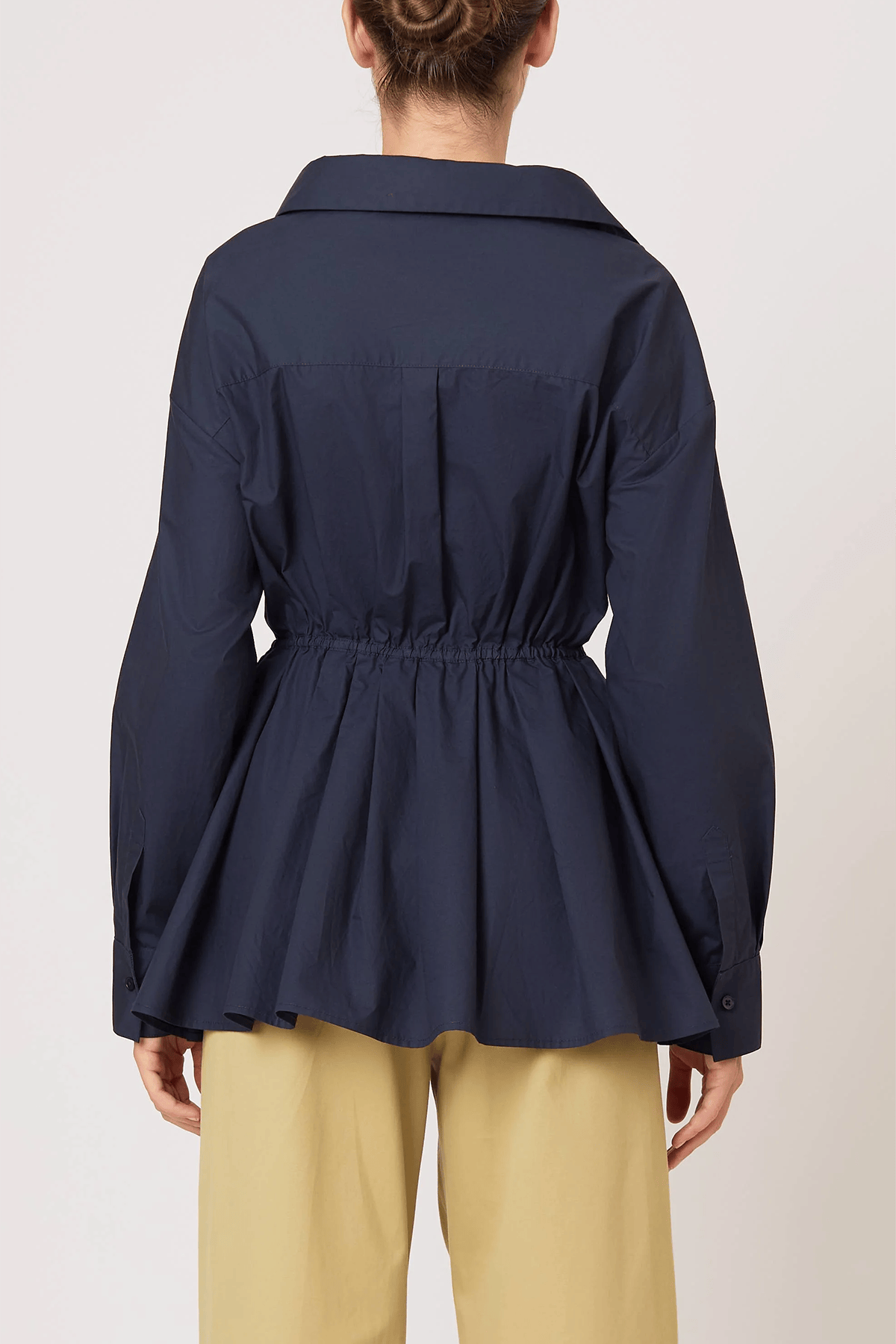Rosie Assoulin Falling Off The Shoulder Top in Navy