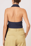 Rosie Assoulin Wrapped Up Halter Top in Navy