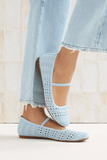 Rothy's The Max Square Mary Jane in Powder Blue Crochet