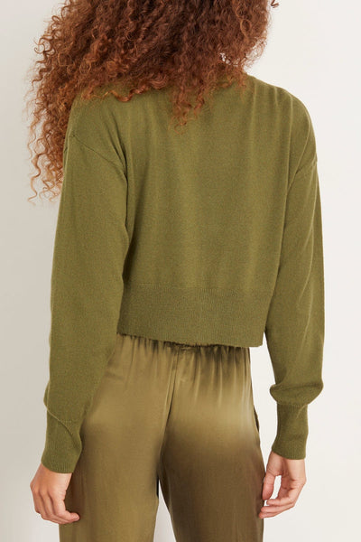 Sablyn Sweaters Adele Cropped V-Neck Cardigan in Olive Sablyn Adele Cropped V-Neck Cardigan in Olive