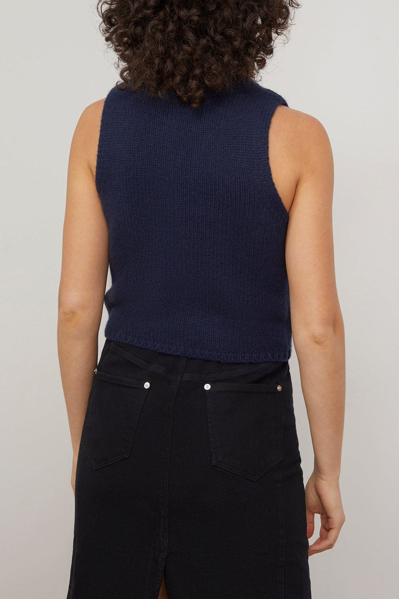 Sablyn Marceline Sleeveless Cashmere Turtleneck in Midnight Navy – Hampden  Clothing