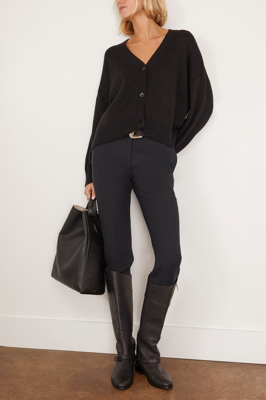 Sablyn Sweaters Ollie Boxy V-Neck Cardigan in Black Sablyn Ollie Boxy V-Neck Cardigan in Black