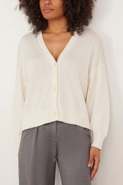 Sablyn Sweaters Ollie Boxy V-Neck Cardigan in Gardenia Sablyn Ollie Boxy V-Neck Cardigan in Gardenia