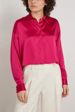 Sablyn Tops Vivienne Cropped Button Up Shirt in Lipstick