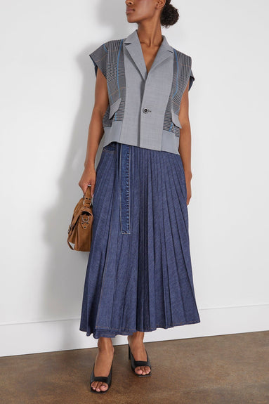 Sacai Jackets Chalk Stripe Glencheck Knit Vest in Gray Sacai Chalk Stripe Glencheck Knit Vest in Gray