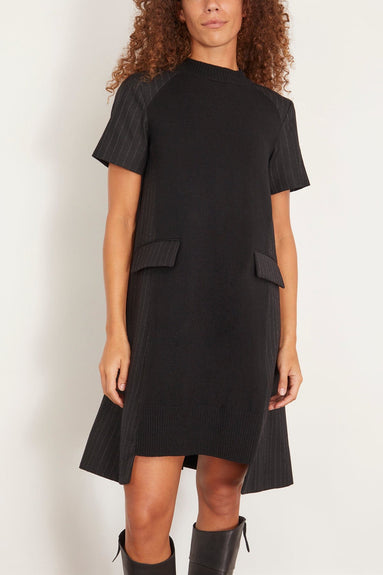 Sacai Dresses Chalk Stripe x Wool Knit Dress in Black