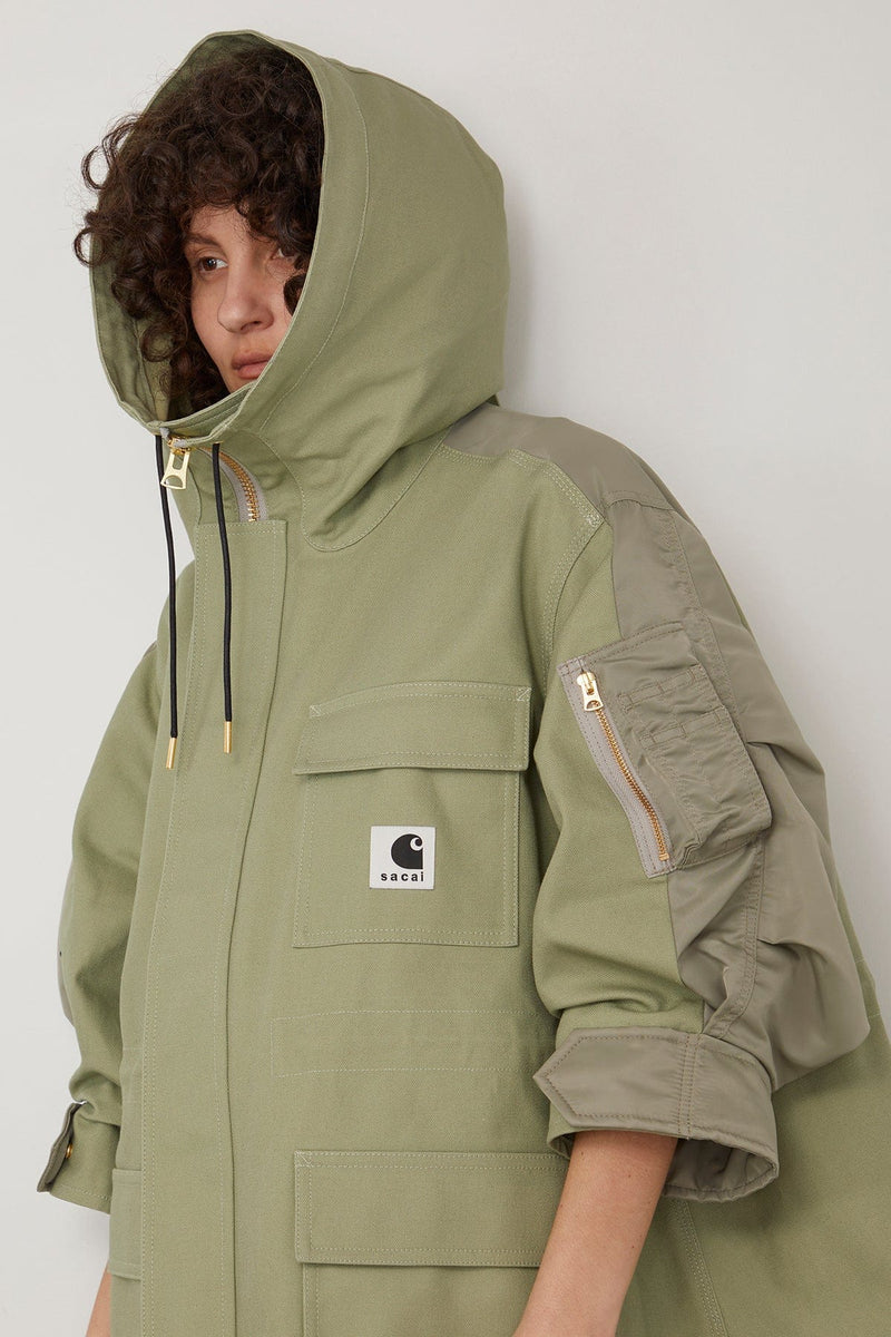 Sacai x Carhartt WIP Coat in Light Green x Light Khaki – Hampden 